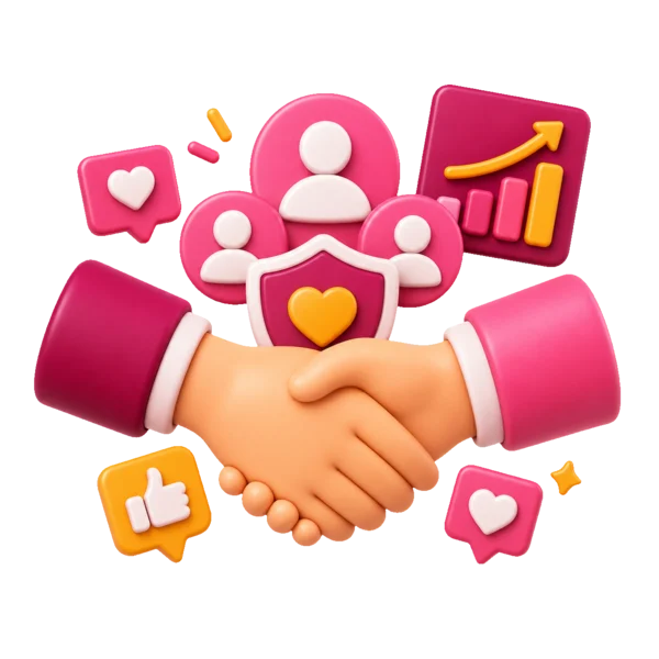 Leden van ons social-media-groeiteam aan het werk